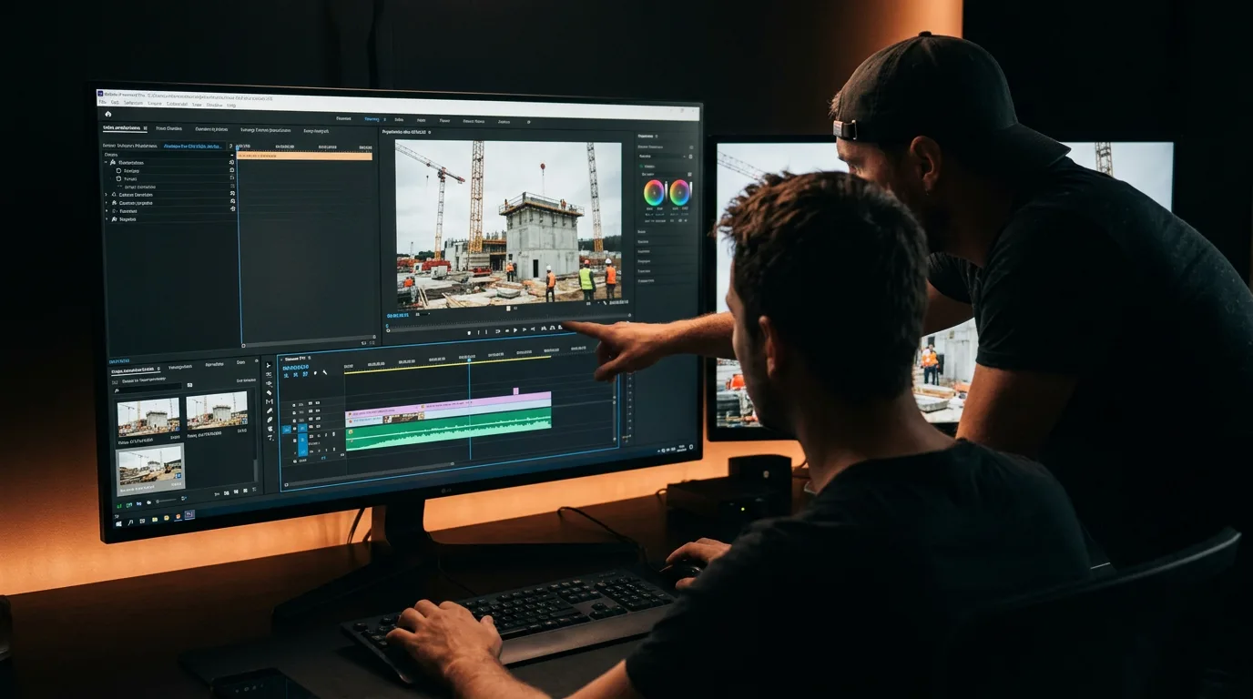 Montage de la vidéo de chantier en studio